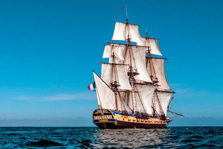l'Hermione navigant