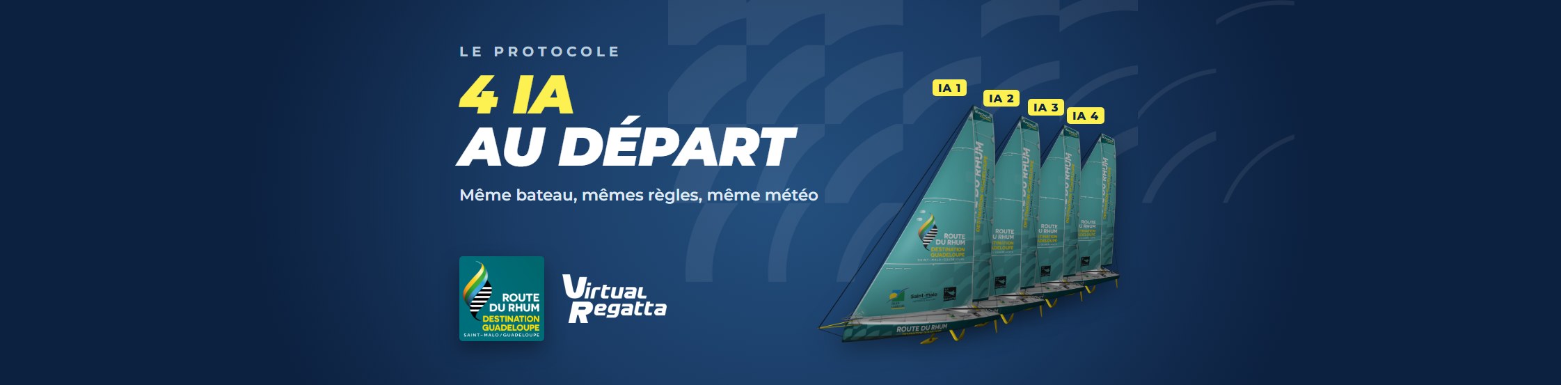 Quatre IMOCA identiques pilotés par quatre IA au départ de la Route du Rhum - Destination Guadeloupe sur Virtual Regatta