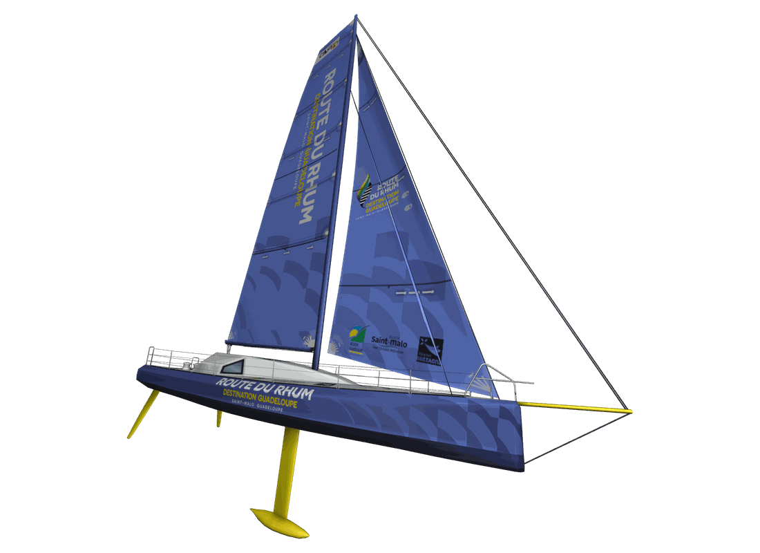 Un Class40 aux couleurs du skin officiel de la Route du Rhum - Destination Guadeloupe dans Virtual Regatta