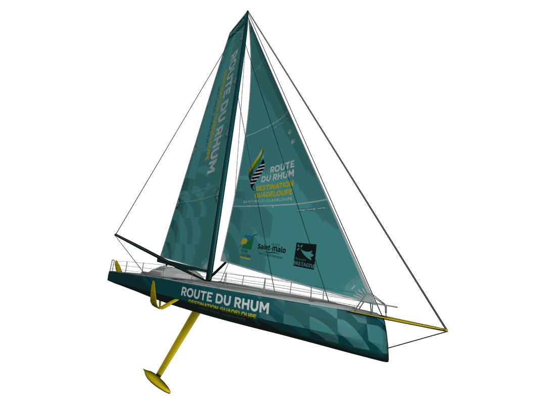 Un IMOCA aux couleurs du skin officiel de la Route du Rhum - Destination Guadeloupe dans Virtual Regatta
