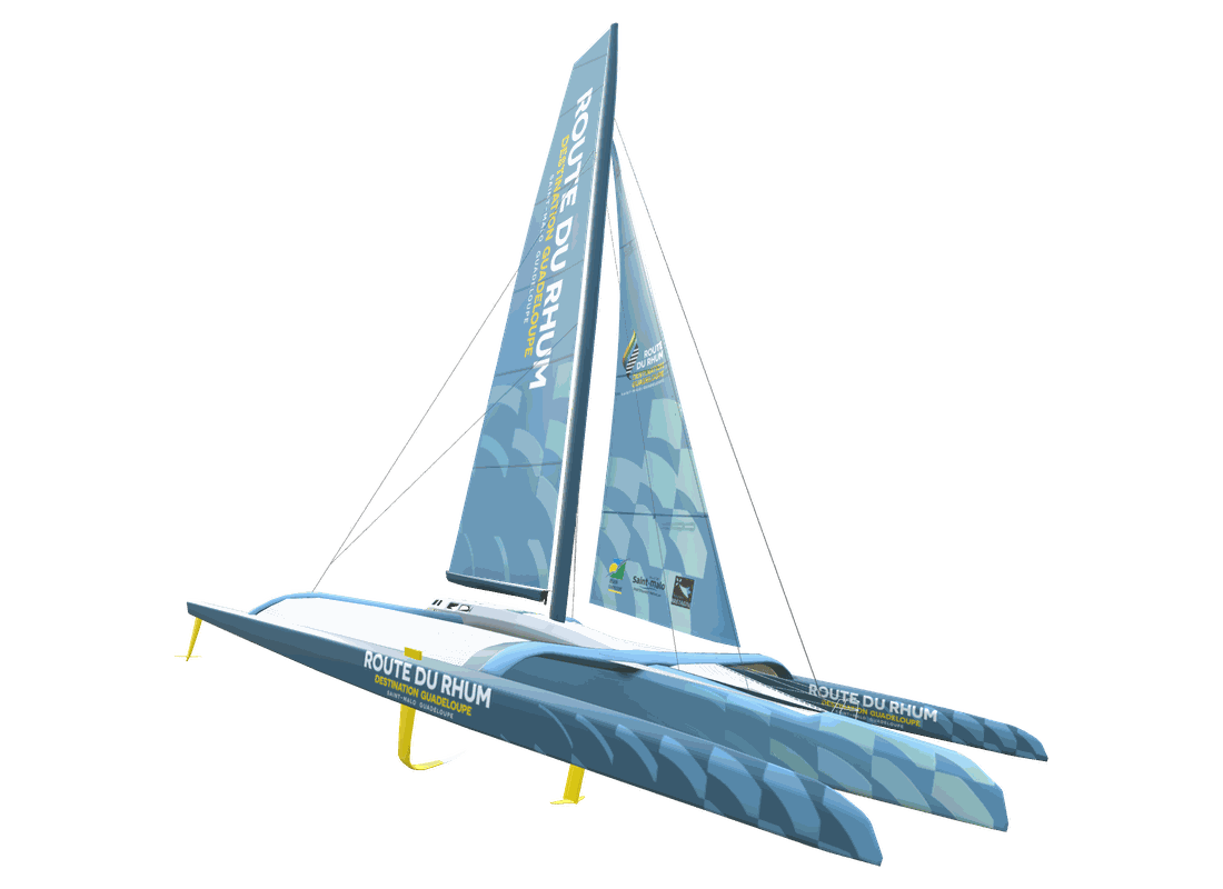 Un Ultim aux couleurs du skin officiel de la Route du Rhum - Destination Guadeloupe dans Virtual Regatta